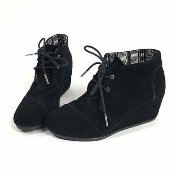 black suede toms wedges